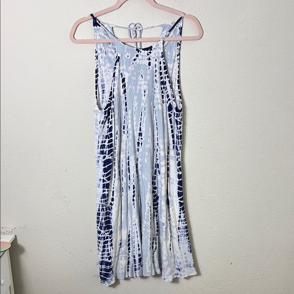 Cloth & Stone Tie Dye Mini Dress Tie Back Blue white size XS - Picture 3 of 12